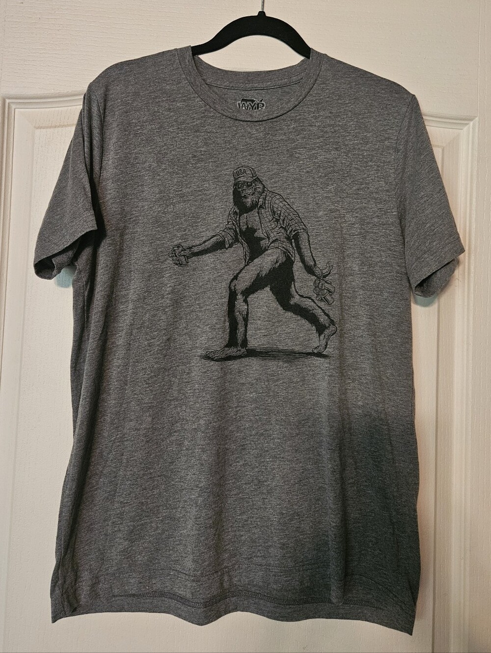 Wear Your Roots Gray Bigfoot Graphic Crew Neck T-Shirt